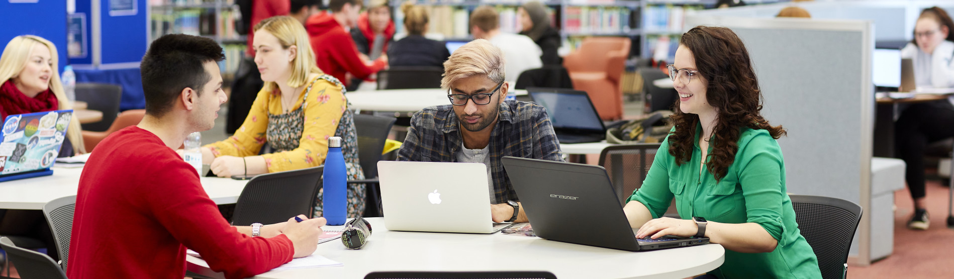 Group of students working in the Bay Campus Library