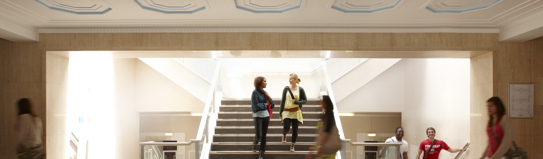 Students chatting on the stairs