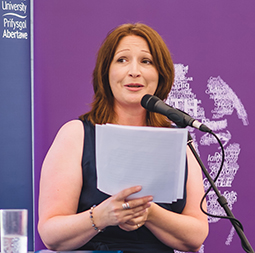 Dr Gwenno Ffrancon launching the appeal at the Eisteddfod