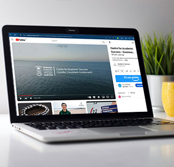 The centre for academic success Youtube channel open on a laptop