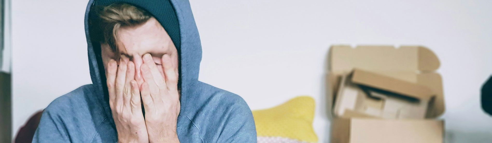 A young person looking stressed.