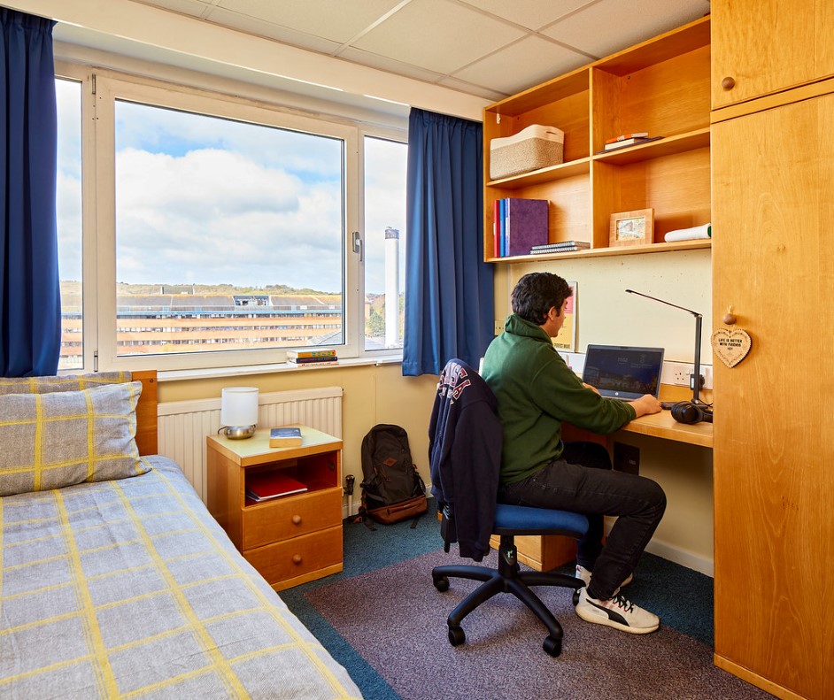 Students sitting at a desk in a 'Standard' room.