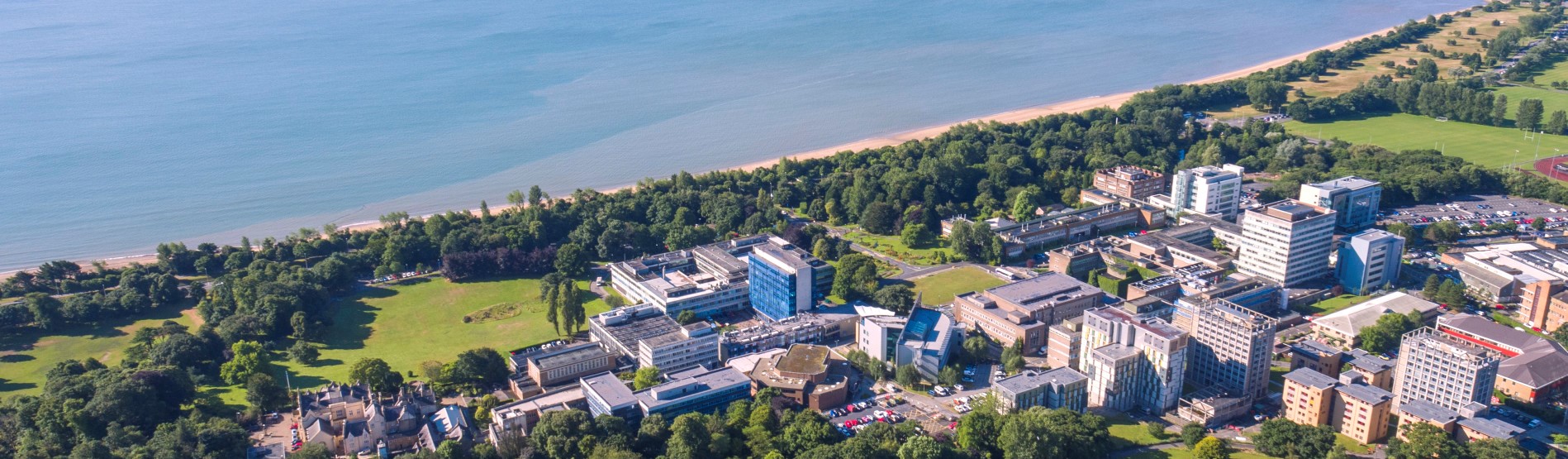 Ariel view of Swansea University Singleton Campus. 