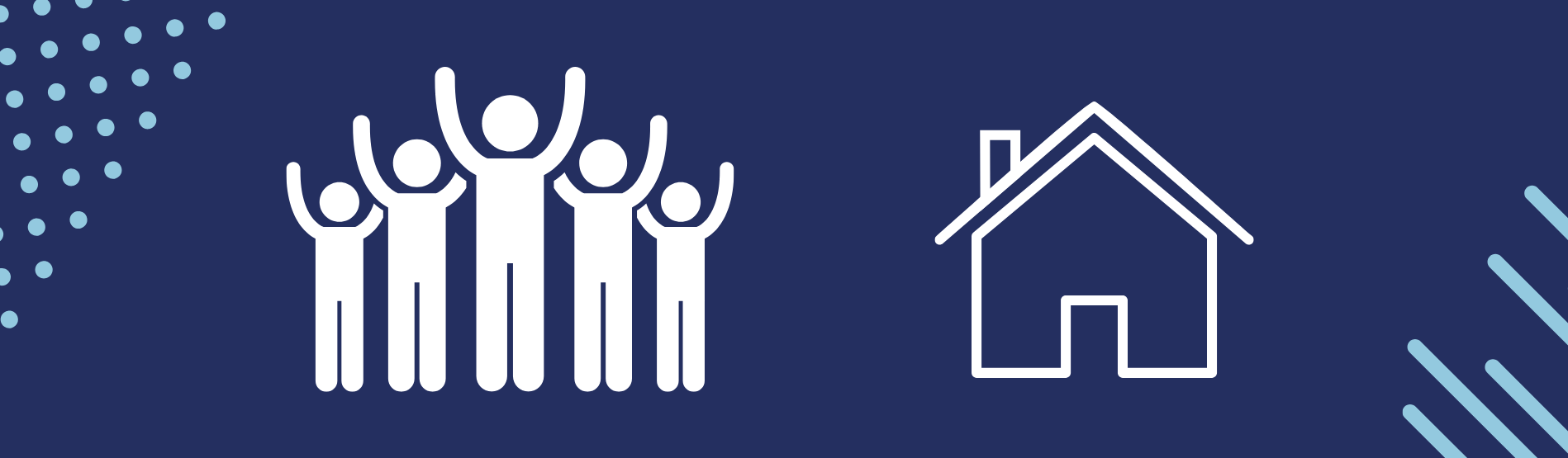 People in a group and a house