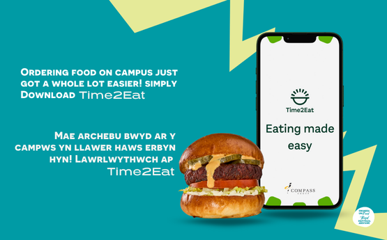 a mobile phone and a burger
