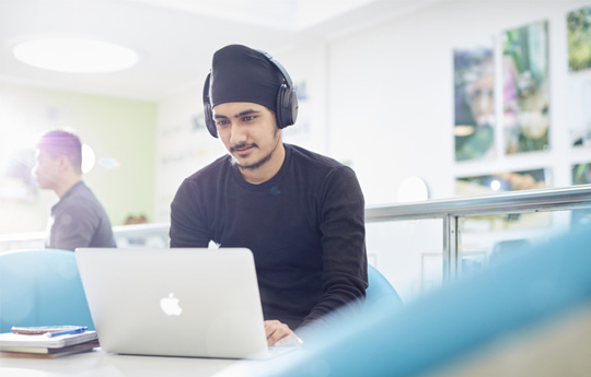 Man working on a laptop