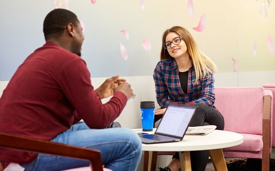 Students talking.