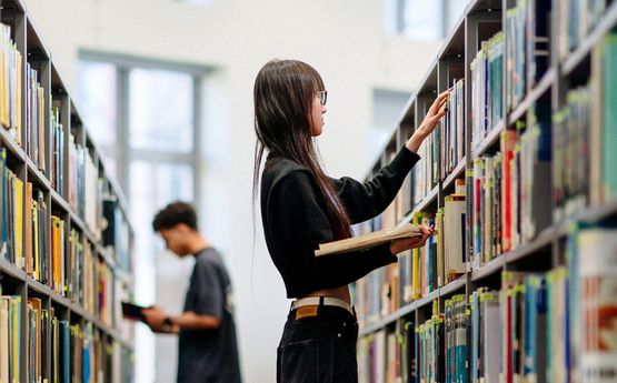 Student at the library