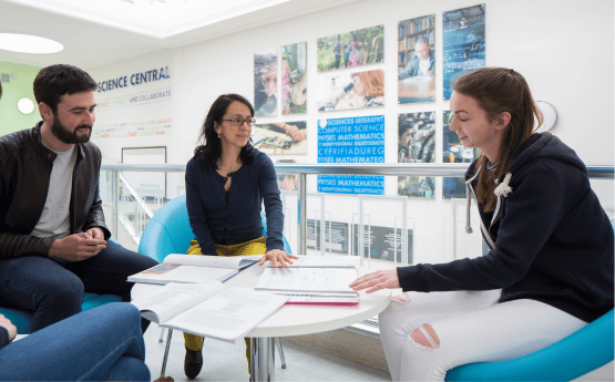 Student with advisors. 