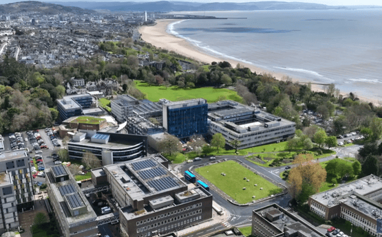 Aerial view of campus.