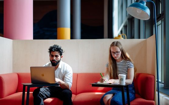 Two students studying.