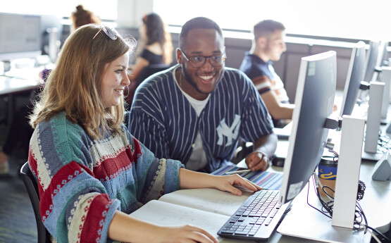 Students studying on the computer