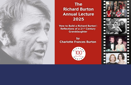 Image of bust of Richard Burton (left) various images of Burton family (right)