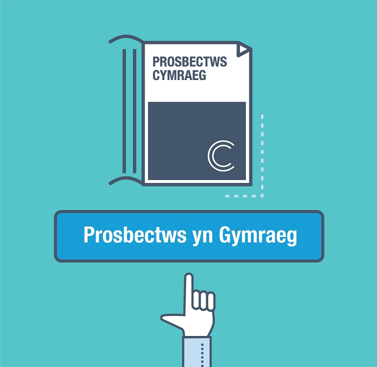 Logo prosbectws yn Gymraeg