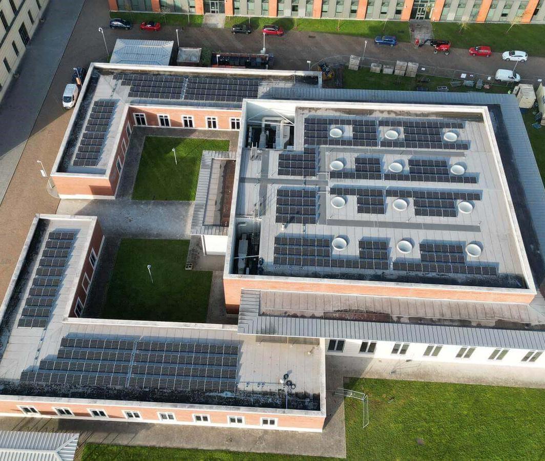 Aerial image of Bay Campus solar panels