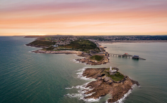 Ariel shot of Mumbles.