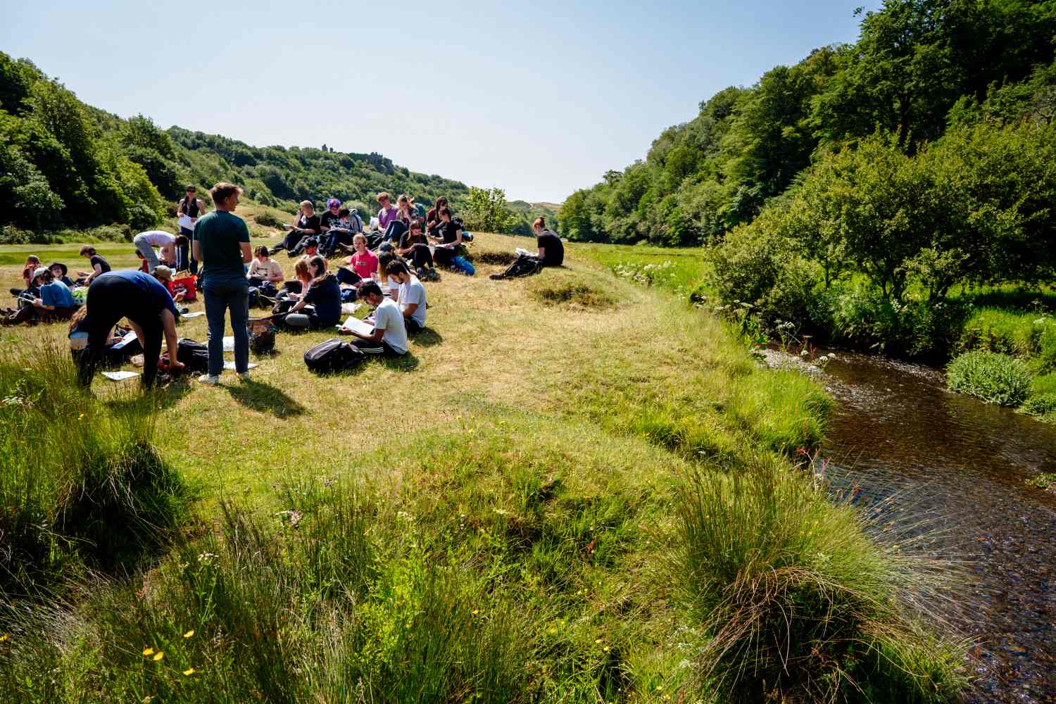 Image of biology students on a field