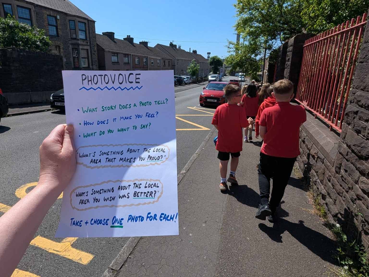 primary school students walking
