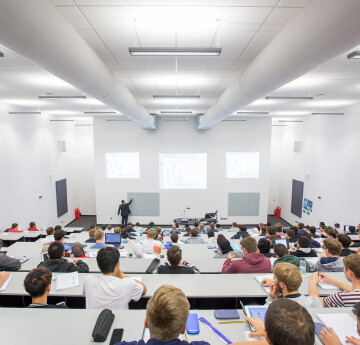 Students in a lecture theatre