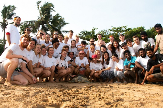 students sitting in a group in Sri Lanka