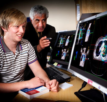 student using clinical technology on computer