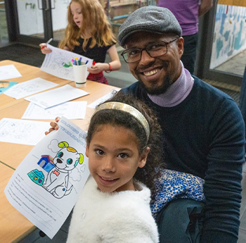 Father and daughter creating