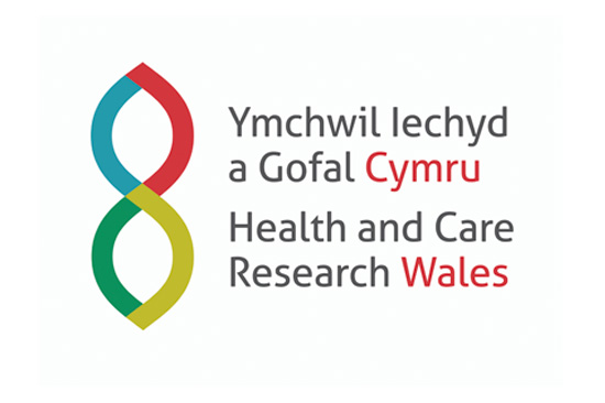 logo amryliw gyda geiriau Ymchwil Iechyd a Gofal Cymru yn Gymraeg a Saesneg