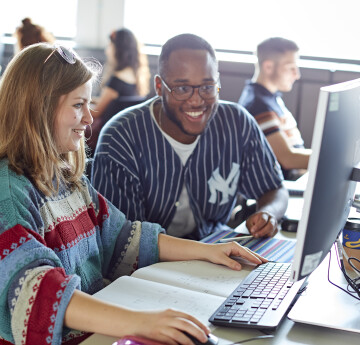 Student looking at a computer screen