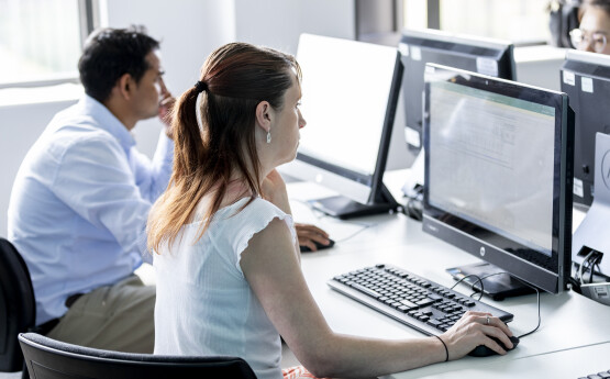 Students on a computer