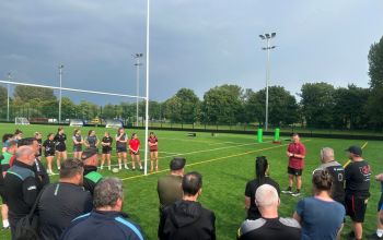 PDC players working with the WRU coaching team 
