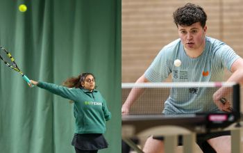 A tennis player and Table Tennis player at a BUCS fixture 