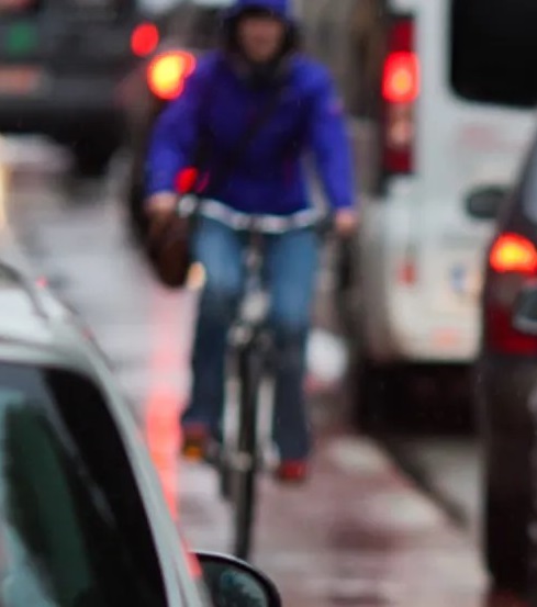 Cyclist in traffic