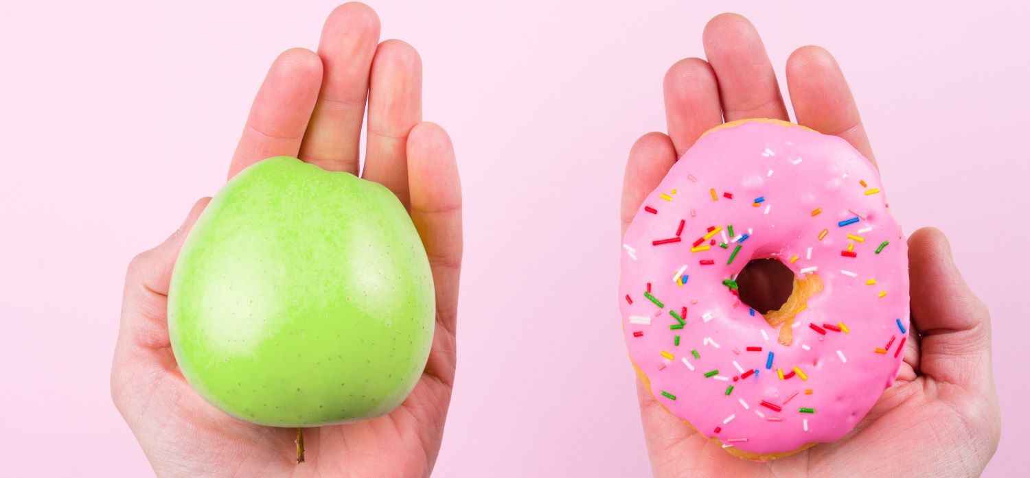Doughnut and apple image