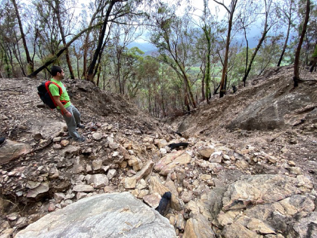 Dr Jonay Neris in a rocky gully