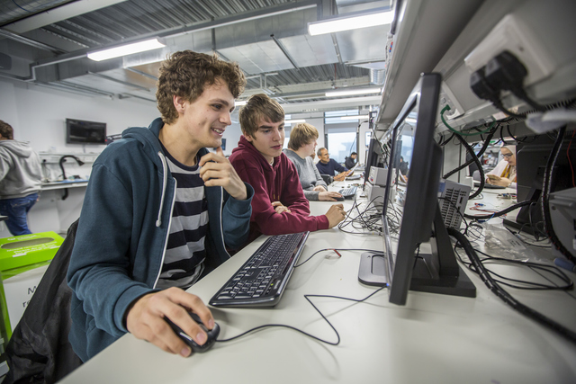 Students researching on a computer