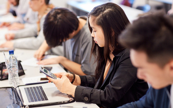 Students at work in classroom