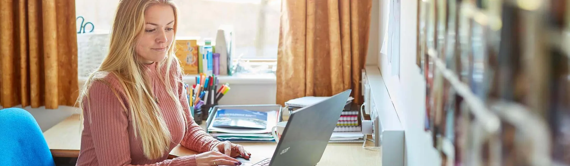 Student studying in room
