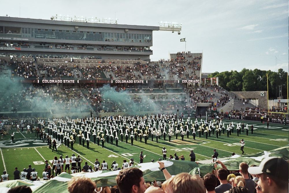 Band on an American football field