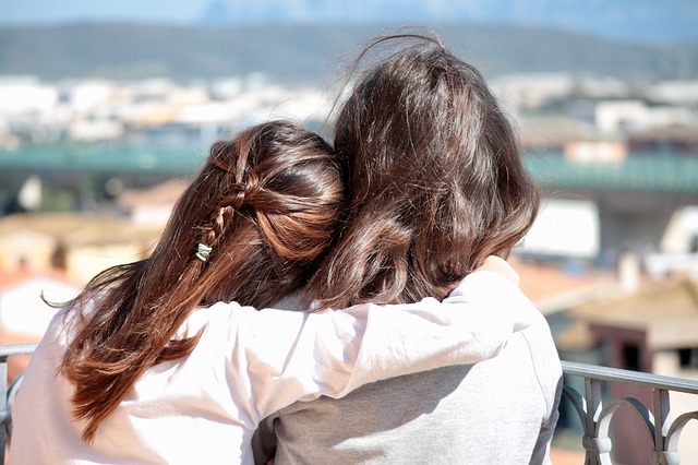 Family hugging