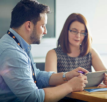 two people in a meeting