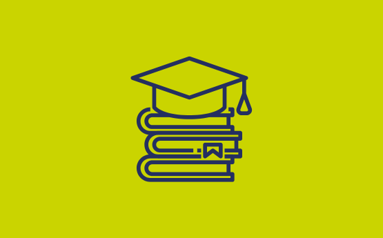Stack of books with mortar board icon