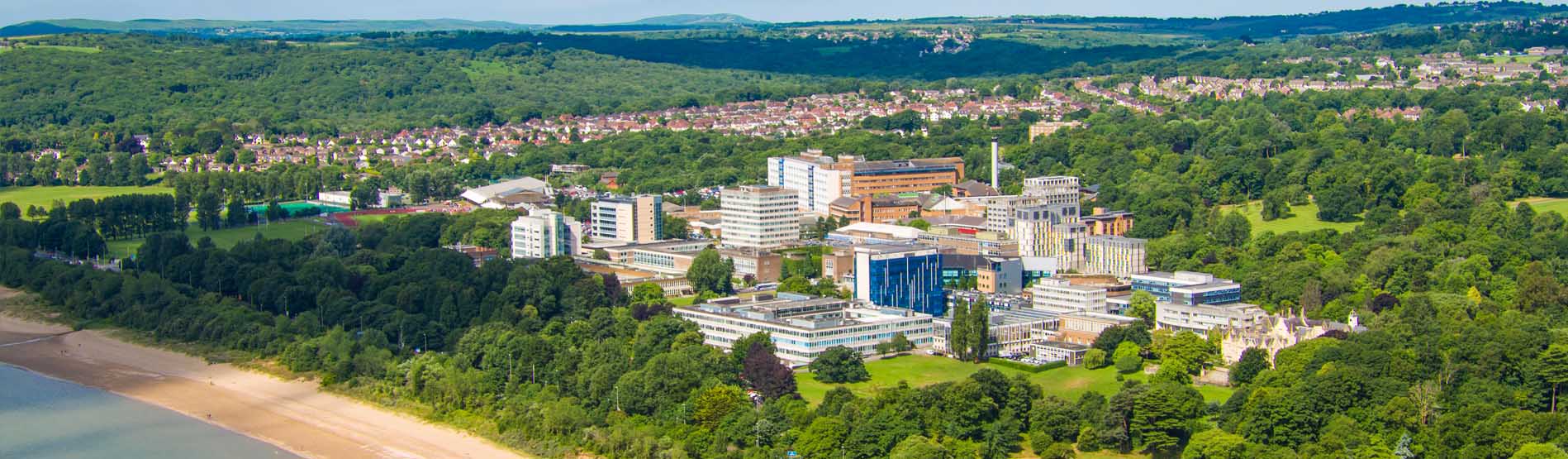 An aerial photo of singleton campus