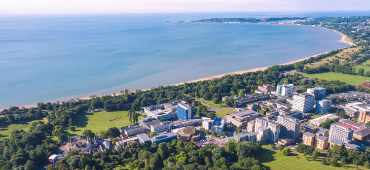 An aerial photo of singleton campus