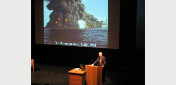 Mr Jacobsson giving a public lecture at Swansea University