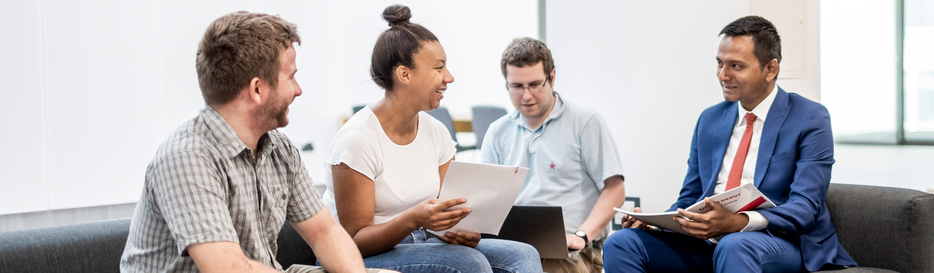 A group of people in an informal meeting