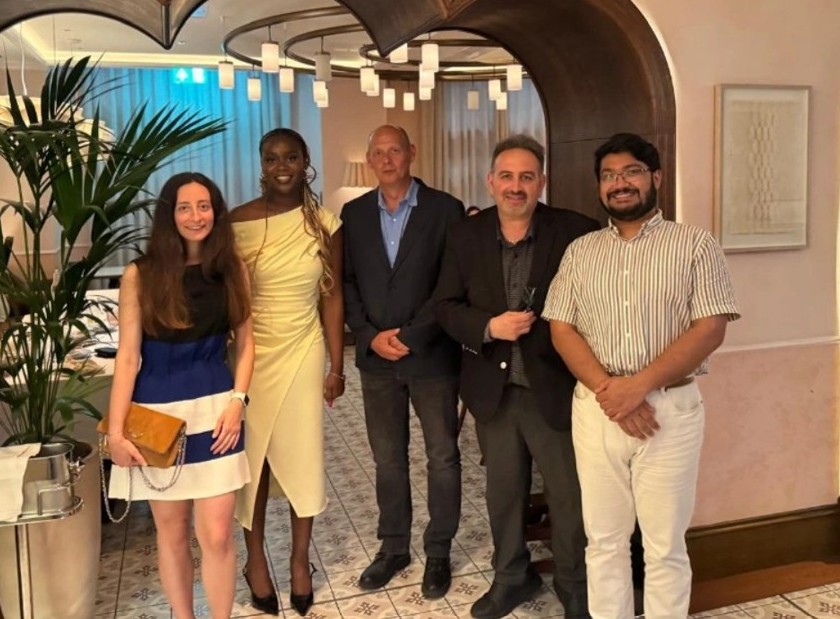 Image of Matt Hannaford, Ece Birinci, Vishesh Tyagi and Professor Soyer at the award ceremony 