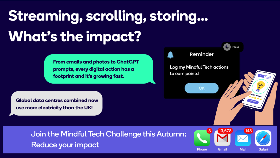 A graphic promoting the Mindful Tech Challenge