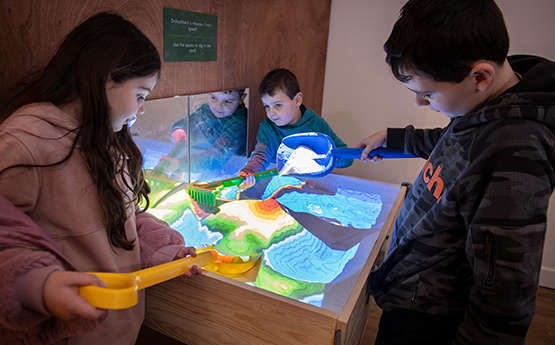 Children in the Oriel Science building, Swansea