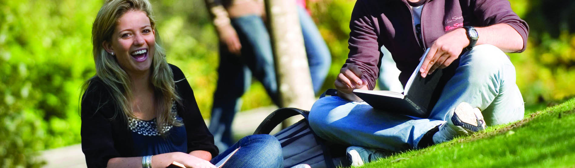 students sitting on the grass