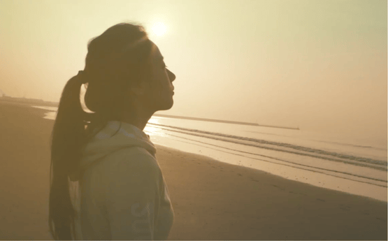Student enjoying the sunrise.